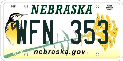NE license plate WFN353
