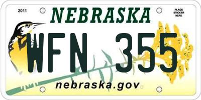 NE license plate WFN355