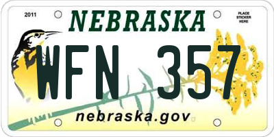 NE license plate WFN357