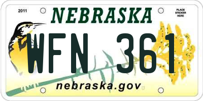 NE license plate WFN361