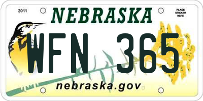NE license plate WFN365