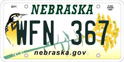 NE license plate WFN367