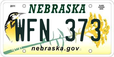 NE license plate WFN373