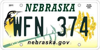 NE license plate WFN374