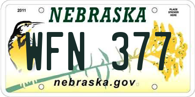NE license plate WFN377