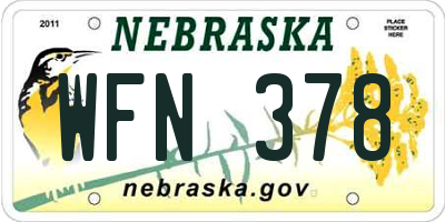 NE license plate WFN378