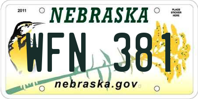 NE license plate WFN381