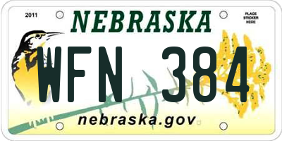 NE license plate WFN384
