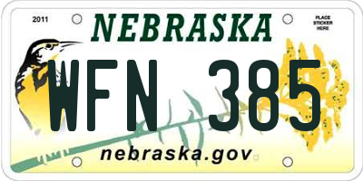 NE license plate WFN385