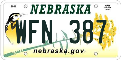 NE license plate WFN387