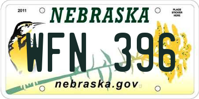 NE license plate WFN396