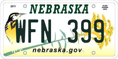 NE license plate WFN399