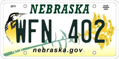 NE license plate WFN402