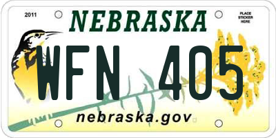 NE license plate WFN405