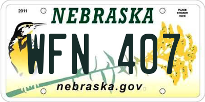 NE license plate WFN407