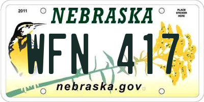 NE license plate WFN417
