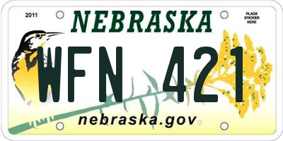 NE license plate WFN421