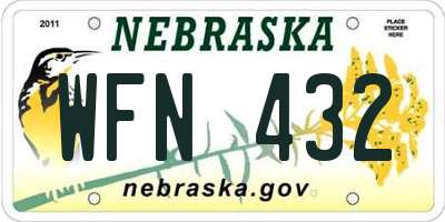 NE license plate WFN432