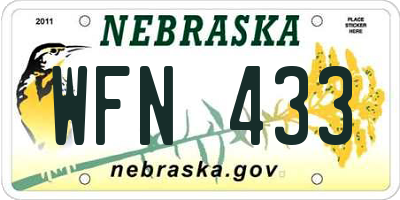 NE license plate WFN433