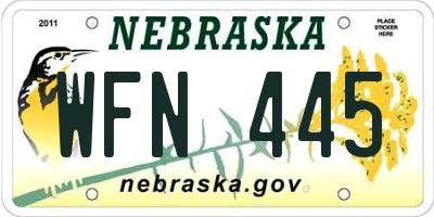 NE license plate WFN445