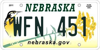 NE license plate WFN451
