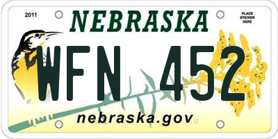 NE license plate WFN452