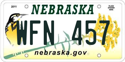 NE license plate WFN457