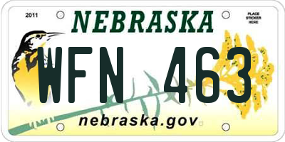 NE license plate WFN463