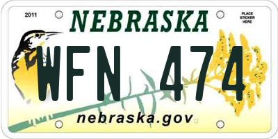 NE license plate WFN474
