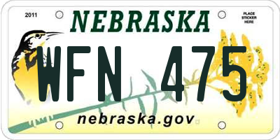 NE license plate WFN475