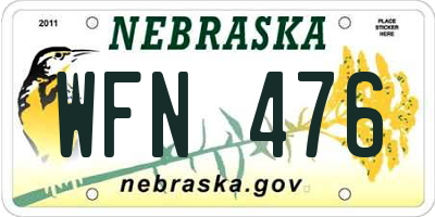 NE license plate WFN476