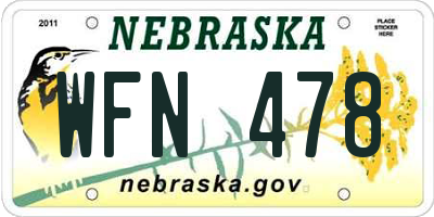 NE license plate WFN478