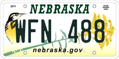 NE license plate WFN488