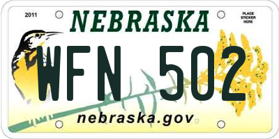 NE license plate WFN502