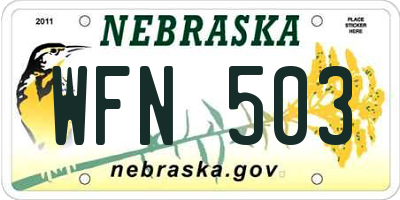 NE license plate WFN503