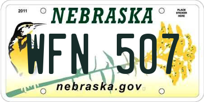 NE license plate WFN507