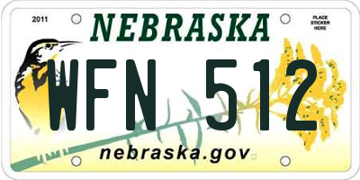 NE license plate WFN512