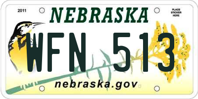 NE license plate WFN513