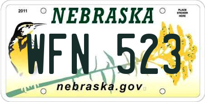 NE license plate WFN523