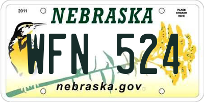 NE license plate WFN524