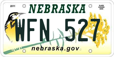 NE license plate WFN527