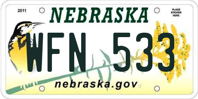 NE license plate WFN533