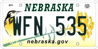 NE license plate WFN535