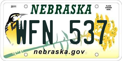 NE license plate WFN537