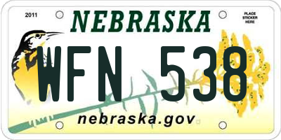 NE license plate WFN538