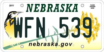 NE license plate WFN539