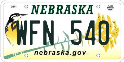 NE license plate WFN540