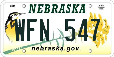 NE license plate WFN547