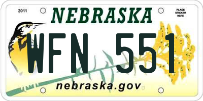 NE license plate WFN551