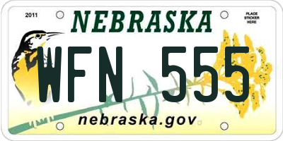 NE license plate WFN555